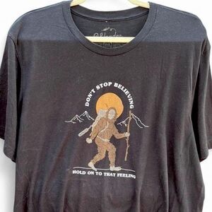 Wander North Georgia | Bigfoot Hiking Graphic Tee | Journey Lyrics | Black | 2XL